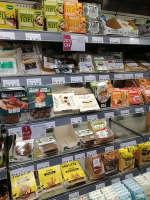 Vegan meats at Planet Organic - Tottenham Court Rd in London