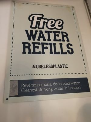 Free water refills at Planet Organic - Tottenham Court Rd in London