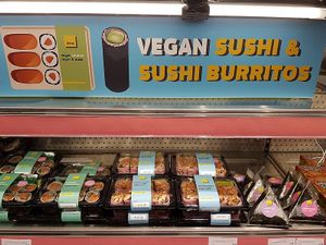 vegan sushi and burrito at Planet Organic - Tottenham Court Rd in London