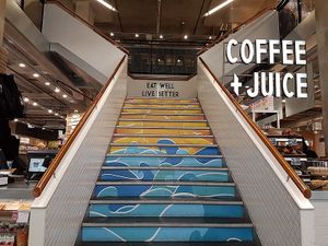 stairs at Planet Organic - Tottenham Court Rd in London