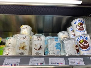 Coconut yogurt.  at Planet Organic - Tottenham Court Rd in London