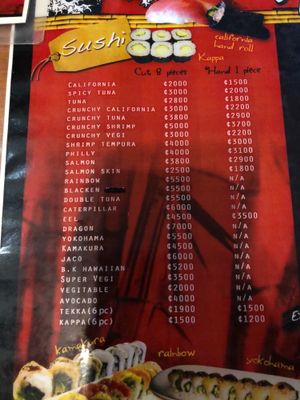 Menu at Arigato  in Jaco