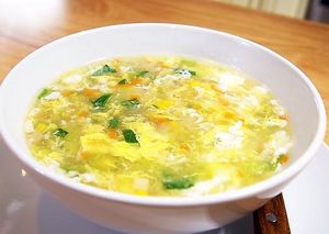 Homemade Egg Drop Soup
 at Natural Way Cafe in Fair Lawn