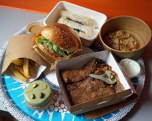 Delivery! Nems + Burger + Galette + Onion Tart + Pistachio Tart ! at brEAThe Restaurant - Pigalle in Paris