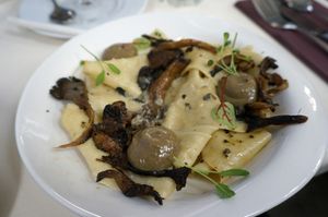 Fresh Pappardelle w/wild mushrooms at brEAThe Restaurant - Pigalle in Paris