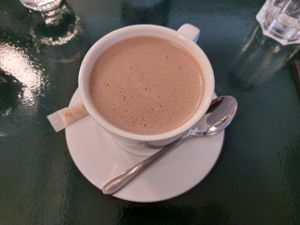Hot chocolate (brunch element) at brEAThe Restaurant - Pigalle in Paris