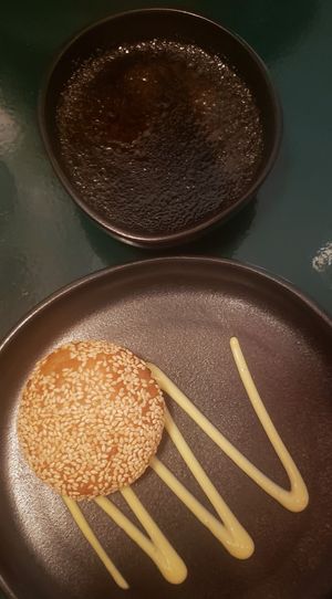 Fried mochi and Crème Brûlée at brEAThe Restaurant - Pigalle in Paris