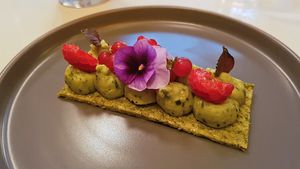 Walnut rawscuit and avocado cream at brEAThe Restaurant - Pigalle in Paris