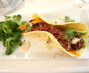 Tortilla w/seitan croquettes (brunch menu) at brEAThe Restaurant - Pigalle in Paris