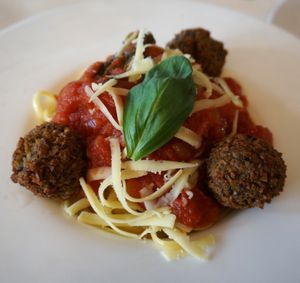 Pasta w/seitan croquettes at brEAThe Restaurant - Pigalle in Paris