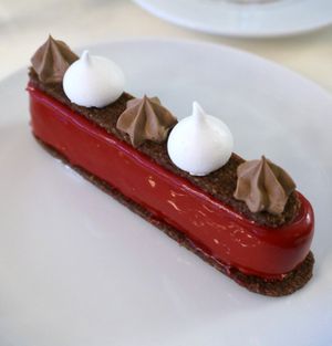 Tropical fruit and chocolate entremet at brEAThe Restaurant - Pigalle in Paris