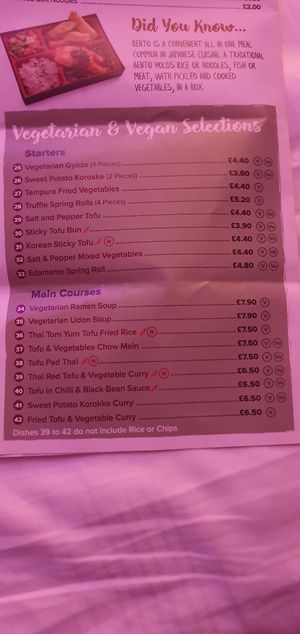 Veg and Vegan Options for Takeaway at Sumo in Beverley