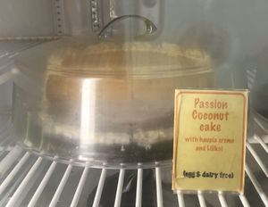 Double checked and the cakes labeled dairy and egg free were all vegan! at Kilauea Bakery and Pau Hana Pizza in Kilauea