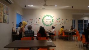 inside the Resto, very comfortable & representatif for dining, chatting, with friends, family member or business relation.  at Simple Joy Vegetarian Cuisine in Pekanbaru