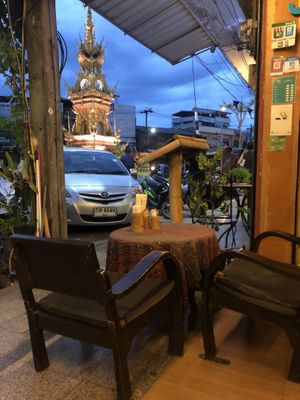 Outside the Clock tower so great view at Yoddoi Coffee & Tea in Chiang Rai