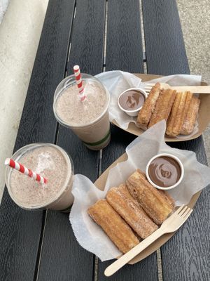 Vegan churros and vegan milkshake at Casanova Gelato in Cork