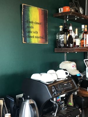 Coffee station message at Cohill's Inn in Lubec