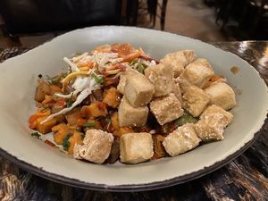 Crispy tofu with red and hasbrown at Walt Disney World - Satu'li Canteen in Lake Buena Vista