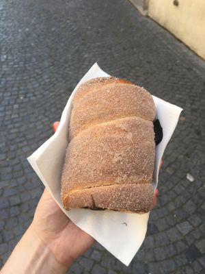 Cinnamon outside at Waffle Point U Kajetana in Prague