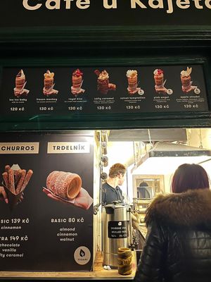 Three different vegan toppings and plain at Waffle Point U Kajetana in Prague