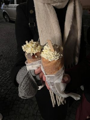Whipped cream and banana at Waffle Point U Kajetana in Prague