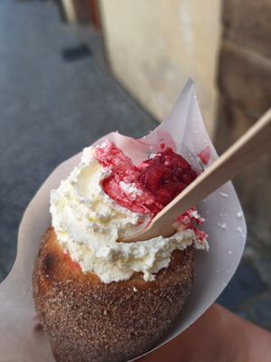 Raspberry and vegan cream at Waffle Point U Kajetana in Prague