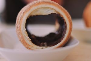 With hazelnut chocolate inside  at Waffle Point U Kajetana in Prague