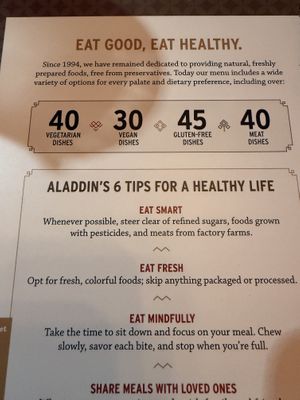 30 vegan options!  at Aladdin's Eatery in Cincinnati