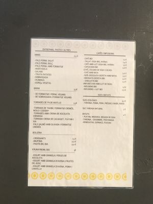 Menu at Sa Capca in Blanes