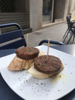 Chorizo tapa at Sa Capca in Blanes