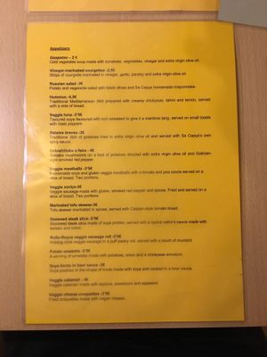 The menu  at Sa Capca in Blanes