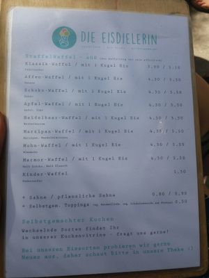 Sweet waffle menu at Eisdielerin in Cologne