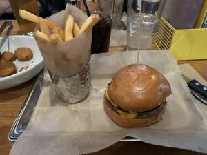 Impossible burger and nuggets   at Bareburger in Ridgewood