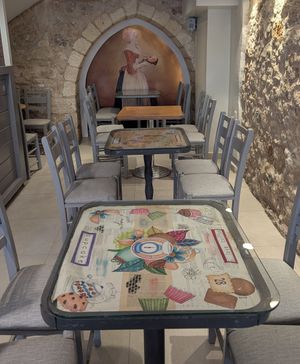 interior at Hari's Creperie in Crete