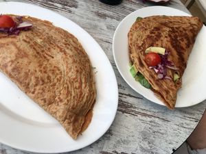 Two vegan crepes at Hari's Creperie in Crete