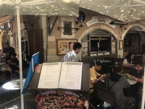 Haris at Hari's Creperie in Crete