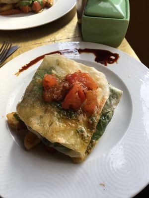 Vegan filo vegetable thing  at Earth Cafe - Derb Zawak in Marrakech