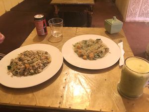 Rice and noodle vegan dishes at Earth Cafe - Derb Zawak in Marrakech