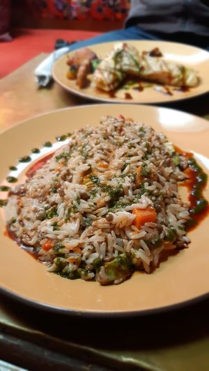 Rice and lentils at Earth Cafe - Derb Zawak in Marrakech