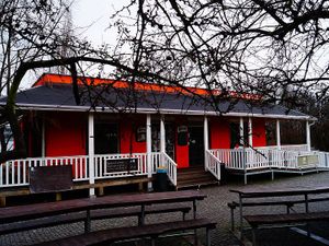 Outside at Cafe Na pul cesty in Prague