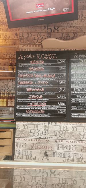 Menu at Pinsa 'Mpo in Rome