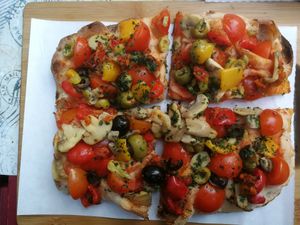 Spicy vegan Pinsa at Pinsa 'Mpo in Rome