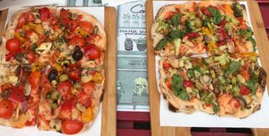 2 of the vegan options at Pinsa 'Mpo in Rome
