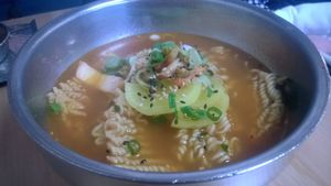 Spicy ramyun soup at Kimchi Planet in Newcastle Upon Tyne