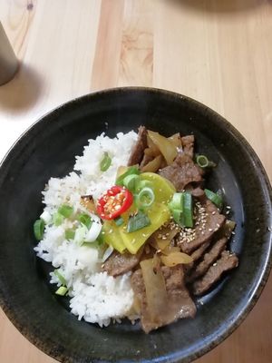 Vegan beef bulgogi at Kimchi Planet in Newcastle Upon Tyne