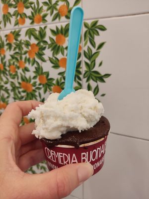 Almond and dark chocolate vegan ice cream at Box-Cream in Genoa