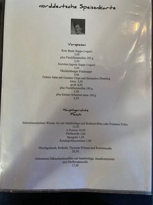 Menu  at Christas in Stralsund