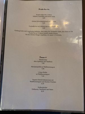 Menu  at Christas in Stralsund