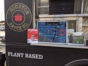 Menu for the Astral brewing company's Vegan Sunday pop-up at Houston Sauce Co in Houston