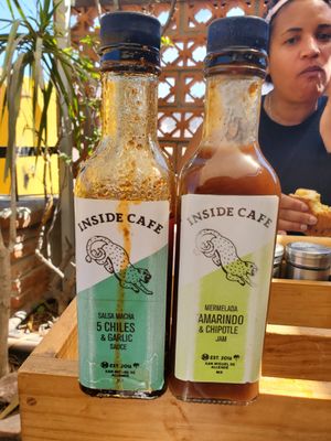 Delicious sauces! at Inside Cafe in Guanajuato